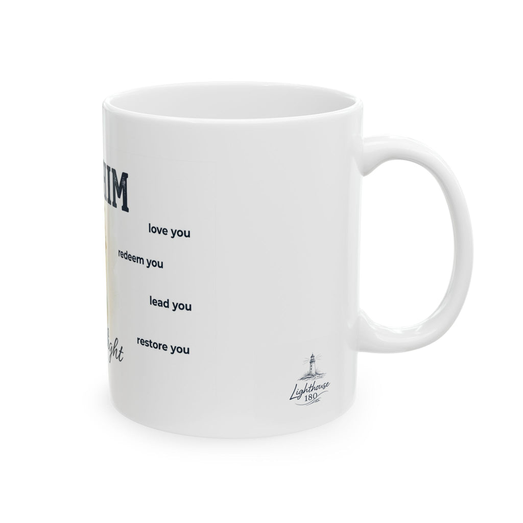 Let Him Be the Light lighthouse mug | Christian faith scripture ceramic mug